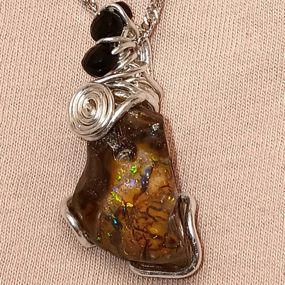 Australian Boulder Opal Pendant Sterling Silver - Picture 14 of 16
